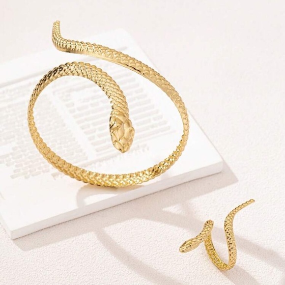 Anthropologie Serpenti Gold Snake Ring&Bracelet Set - Picture 2 of 9